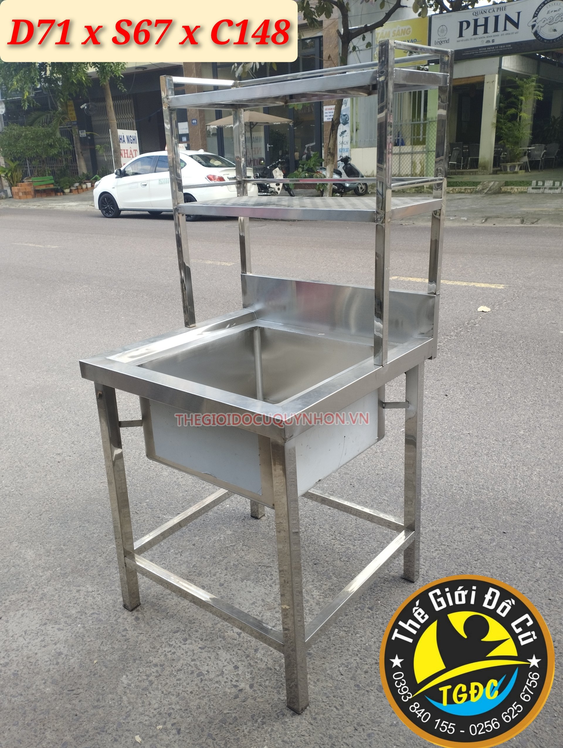 lavabo công nghiệp đơn có kệ