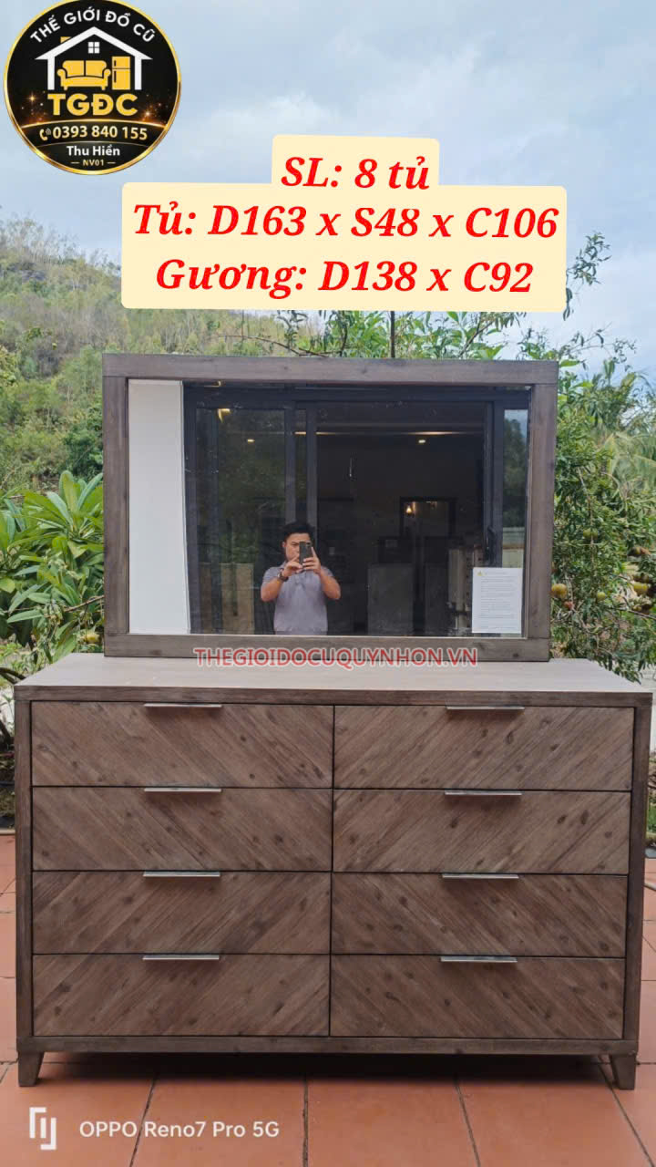 tủ gương 8 hộc gỗ teak 2