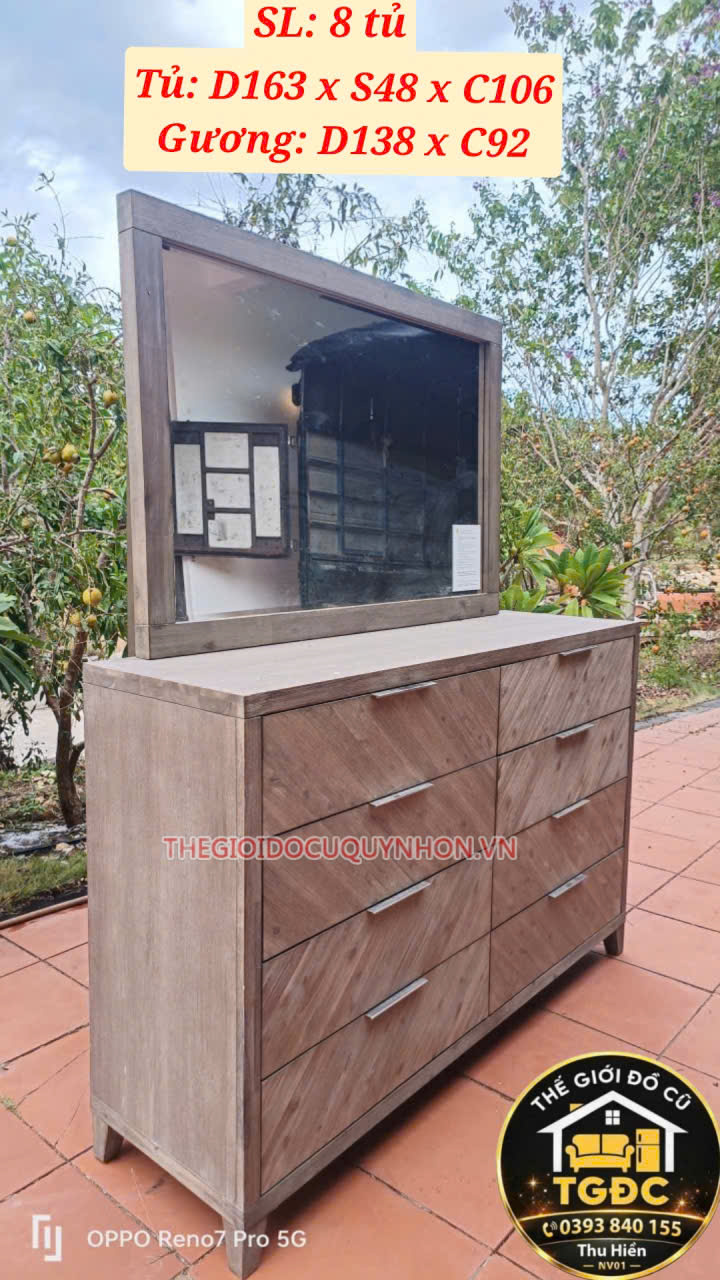 tủ gương 8 hộc gỗ teak tl 1