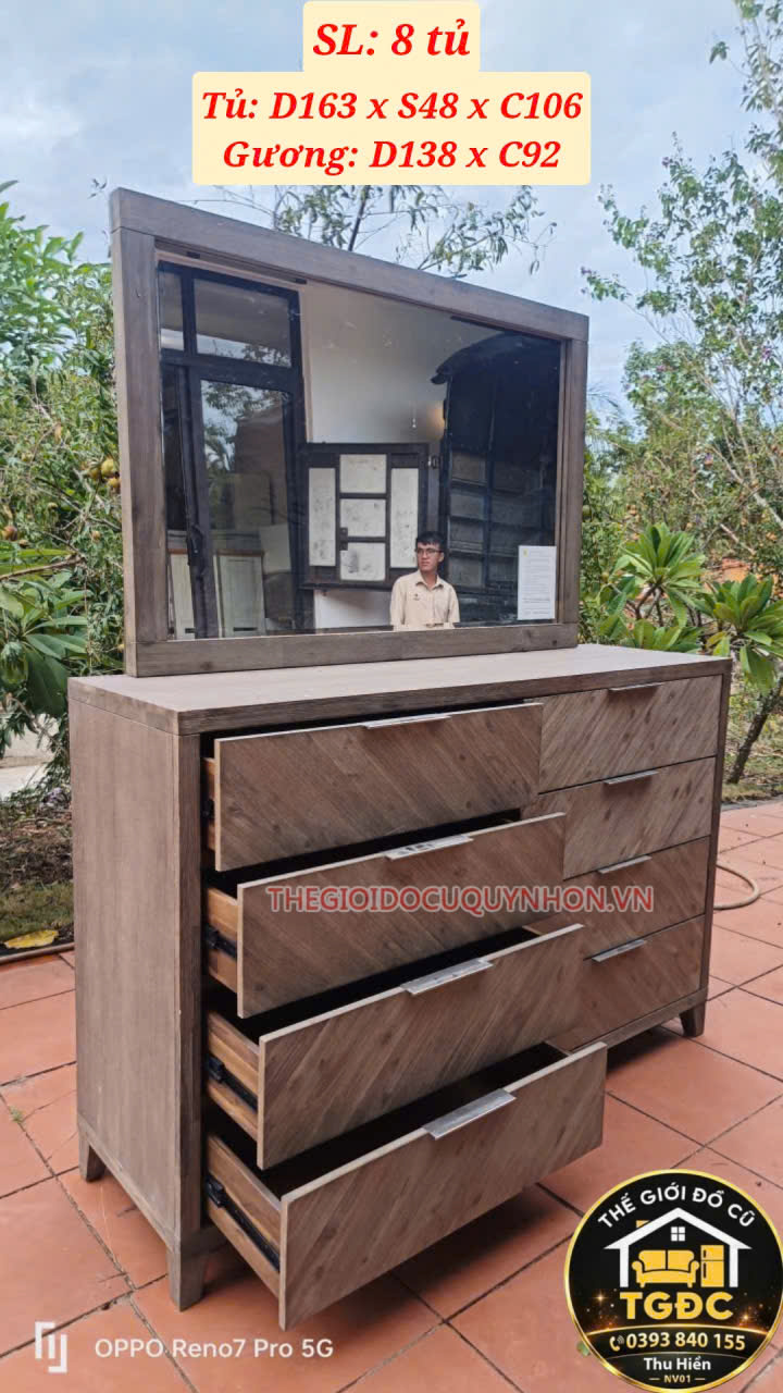 tủ gương 8 hộc gỗ teak tl